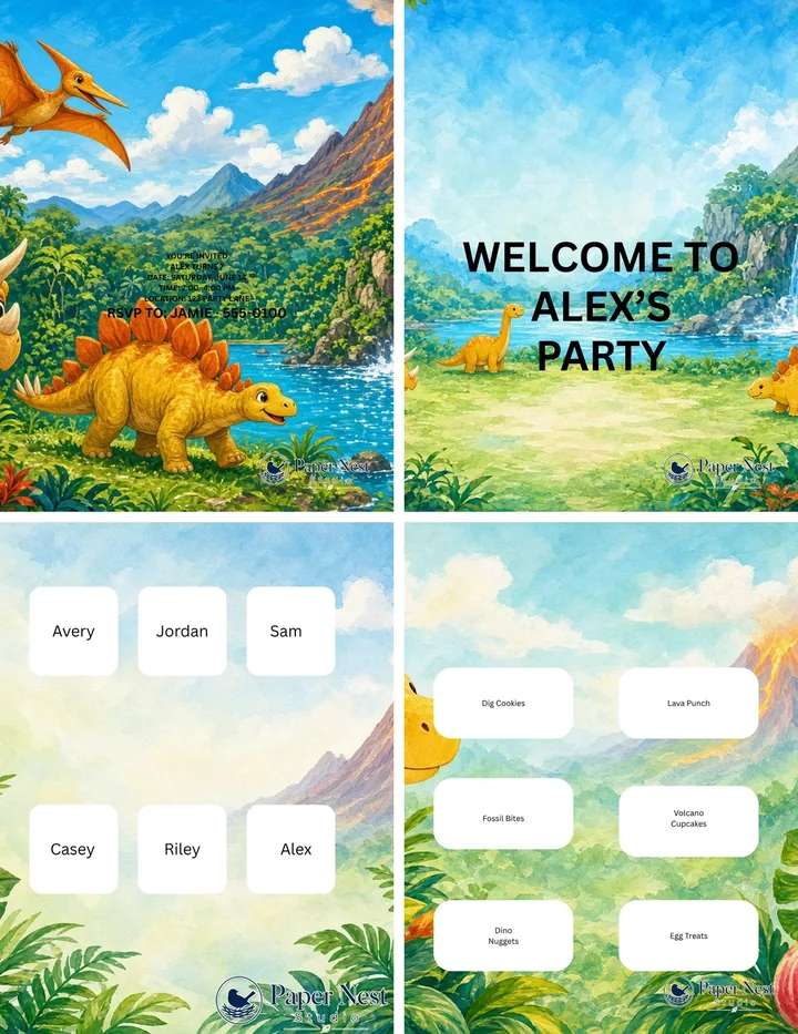 Dino Dig Party Kit printable from Paper Nest Studio