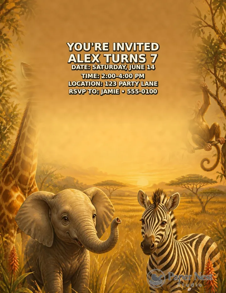 Safari Friends Party Kit printable from Paper Nest Studio