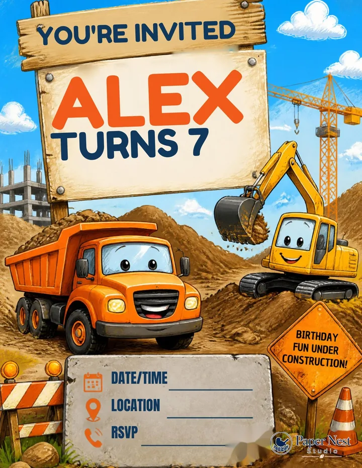Construction Crew Party Kit printable from Paper Nest Studio